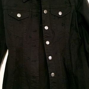 LOOK CLOSE!Harolds Black Jean Jacket.Eyelet Detail